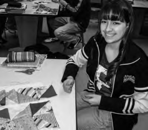 Students working on sewing bojagi. images courtesy of author.