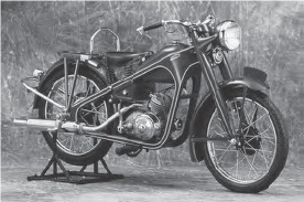 Photograph of Honda's 1949 Motorcycle. 