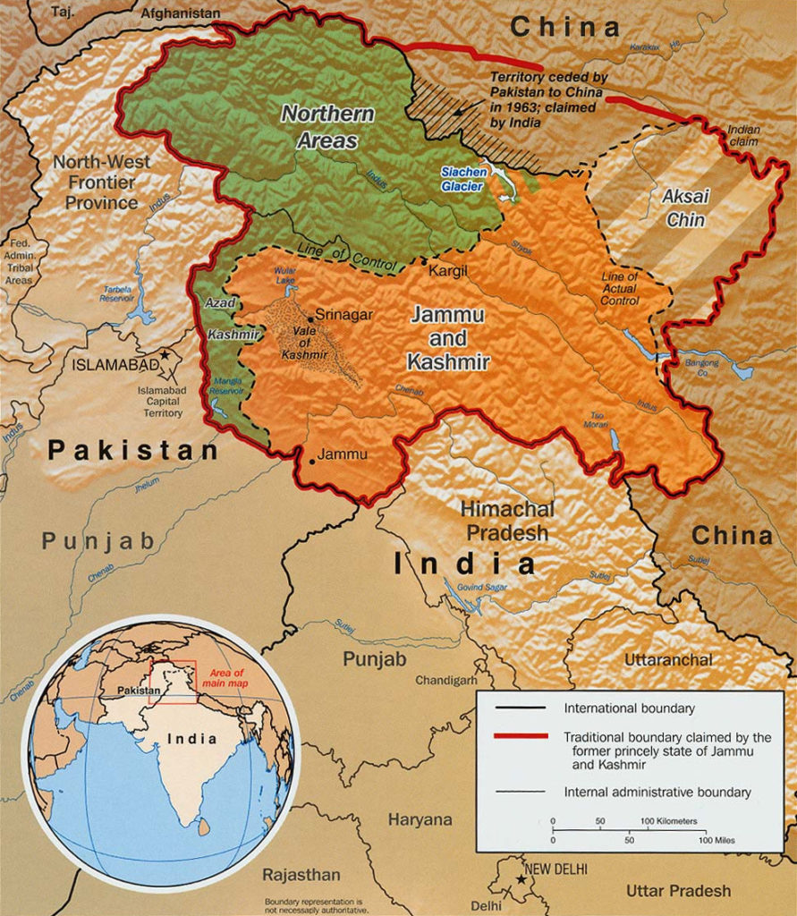 Map of two Pakistani-controlled areas