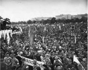 Image of mass protest outside the Imperial Palace