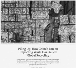 The book cover for piling up: how China's ban on importing waste has stalled global recycling