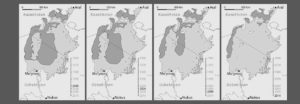 Map of the Aral Sea between 1960 and 1985. The image shows that the Aral Sea in 1985 was roughly one-tenth its original size.
