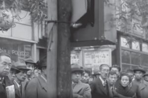 black and white photo of a crowd