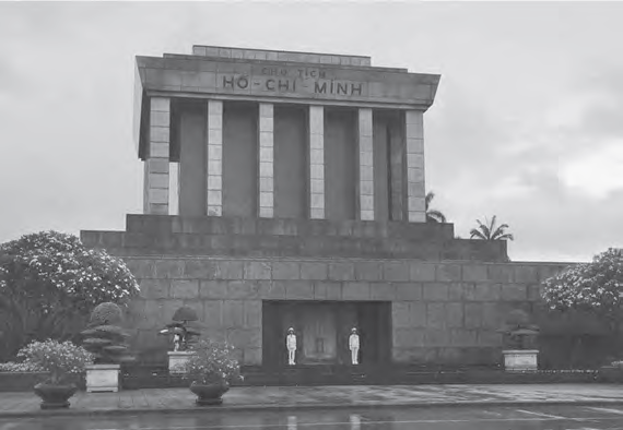 photo of a mausoleum with the words ho chi minh on it