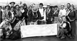 Photo of people and the banner